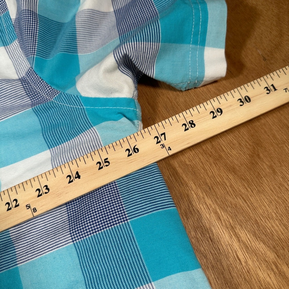 St. John's Bay Button Down Shirt Men's XXL Blue Plaid Short Sleeve Easy Care
